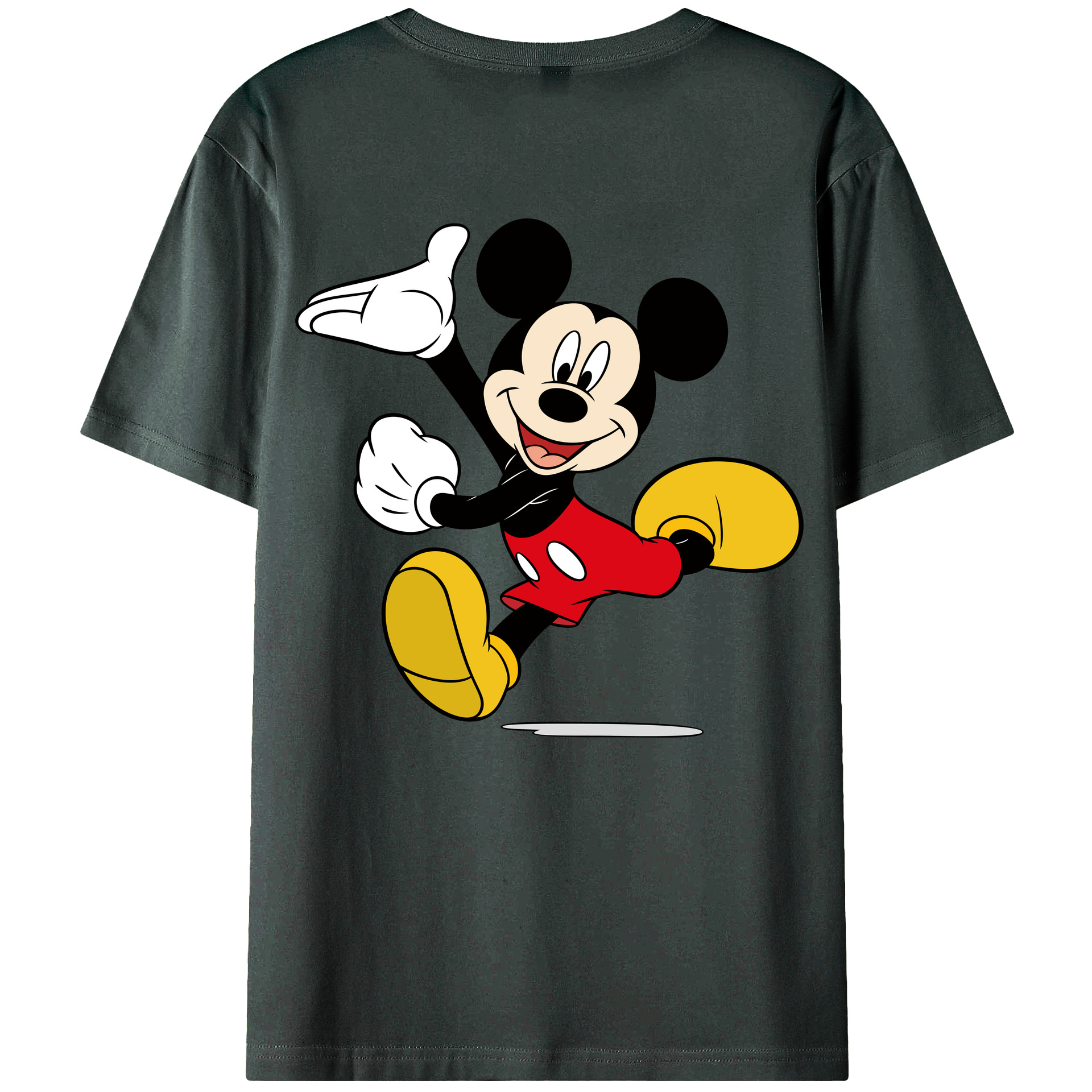 ミッキーマウス Mickey Mouse 綿100％ メンズ半袖Tシャツ（バックプリント） 通気性